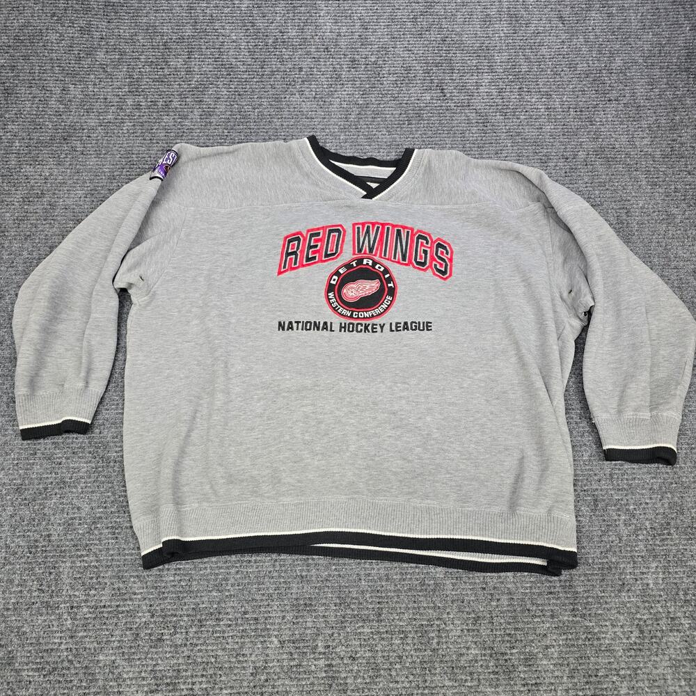 Vintage Lee Sport Detroit Red Wings Sweatshirt NHL Hockey Crewneck Gray XL